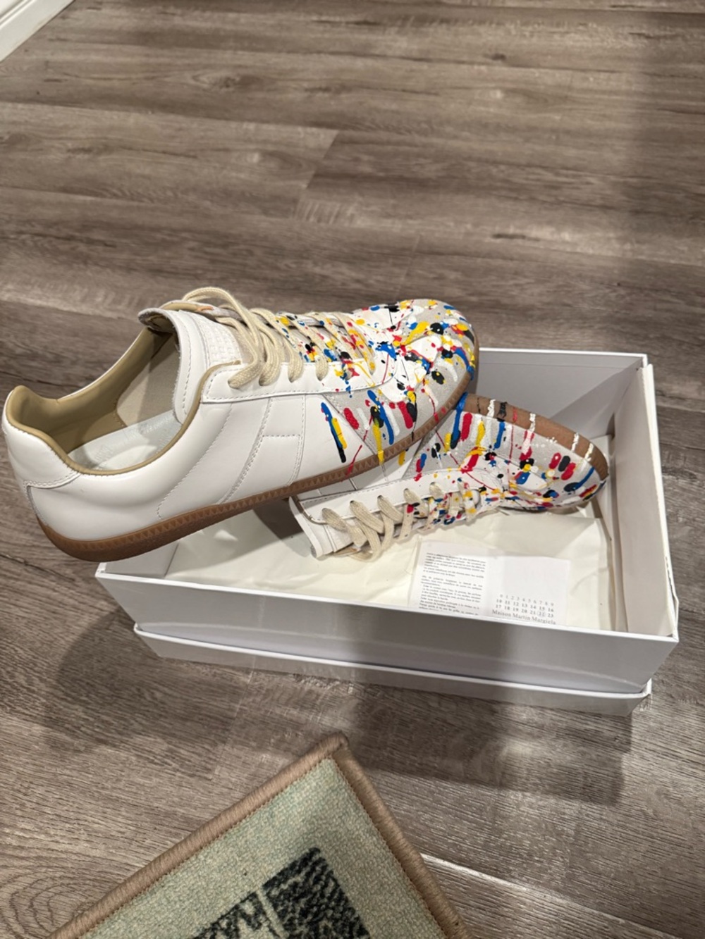 White maison margiela Sneakers with Multicolor Paint Splatter
